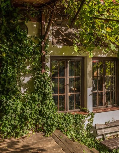 Widok na dom z tarasu