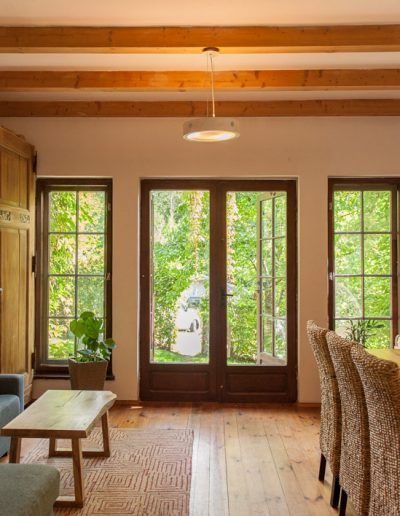 Salon z widokiem na zieleń ogrodu